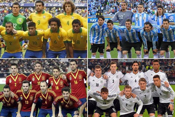 世界足球排名前五十名国家网友分享：巴西足球和德国足球谁强