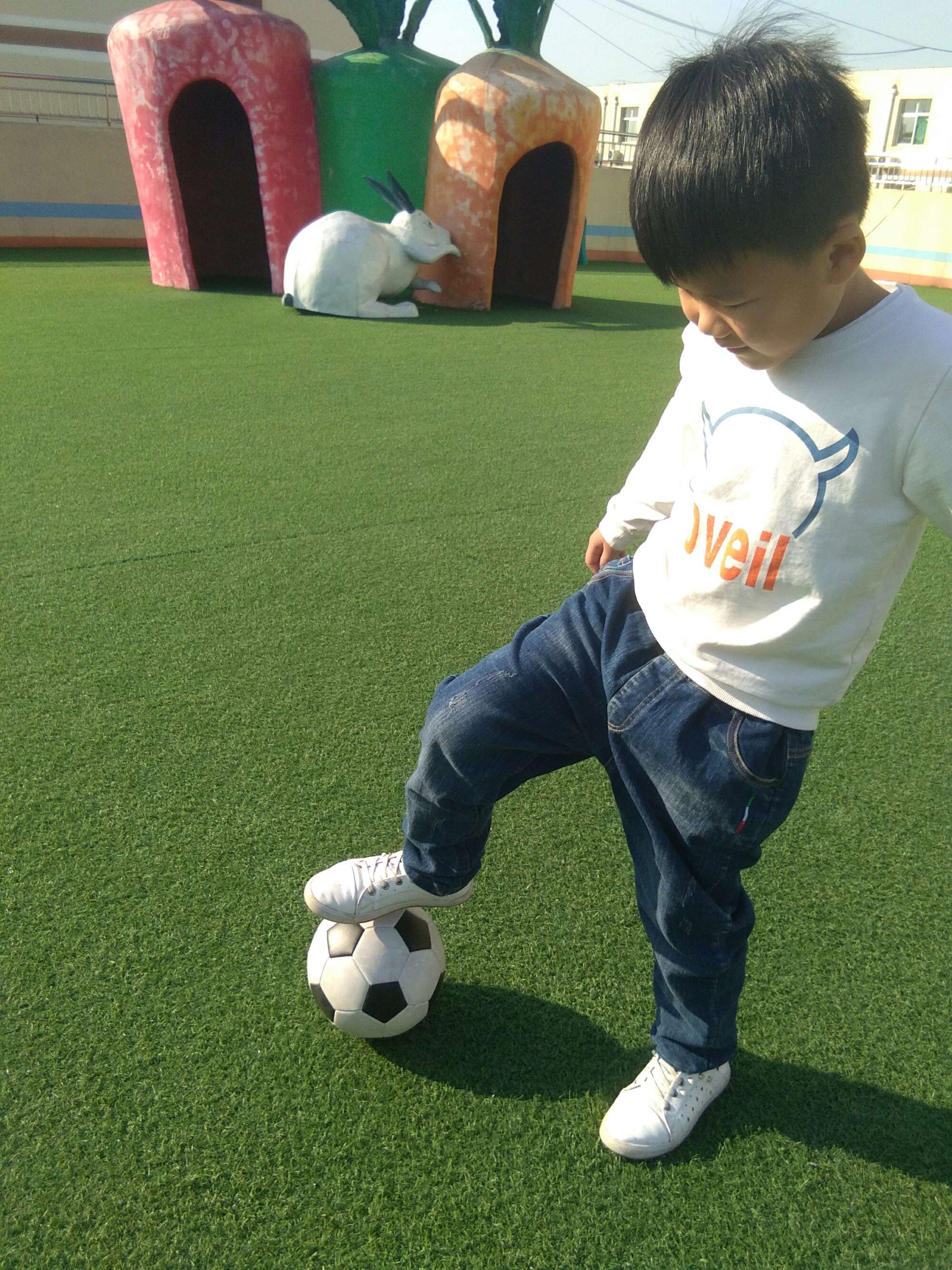 幼儿园足球游戏1.会跳的足球目的介绍-乐题库