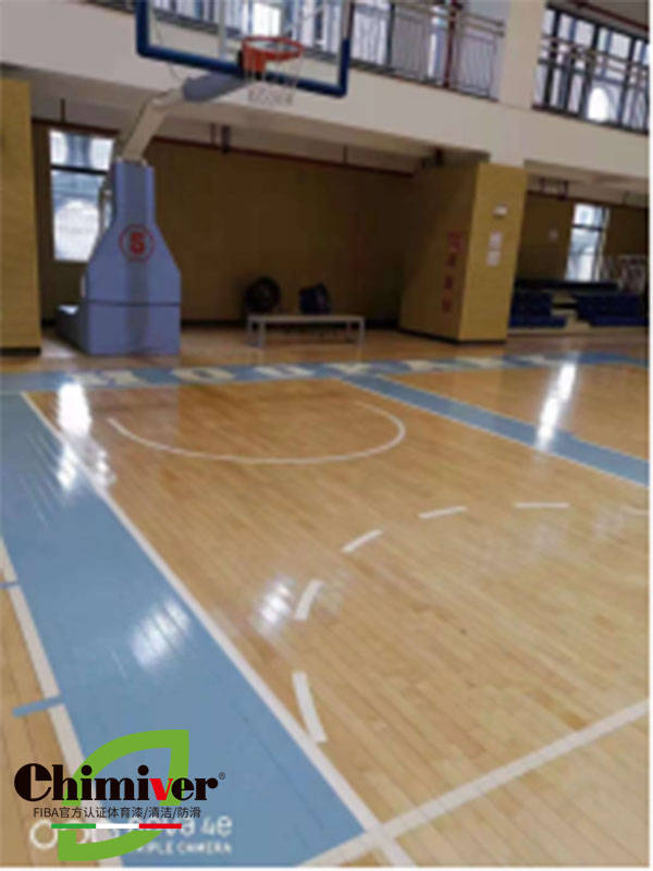 保定冠军篮球俱乐部篮球场运动地板彩漆logo制作案例