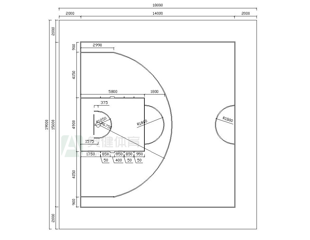 篮球场地半场标准尺寸图片